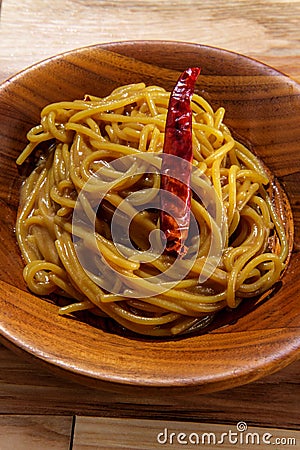 Thai Peanut Butter Lo Mein Stock Photo