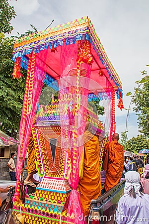 Thai people in a large group of a funeral procession in Thailand Editorial Stock Photo