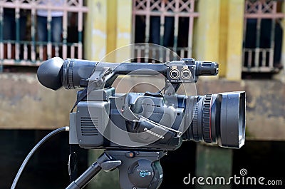 Thai people use Digital Camcorder Video for broadcast live Editorial Stock Photo