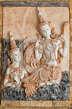 Thai Plaster cast relief Stock Photo