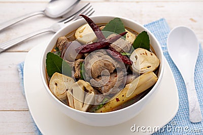 Thai pork sparerib hot and sour soup in Isan Thai food style Stock Photo