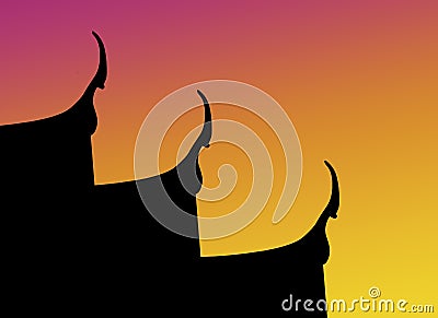 Thai roof silhouette Cartoon Illustration