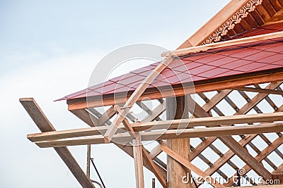 Thai roof strcture at construction Stock Photo
