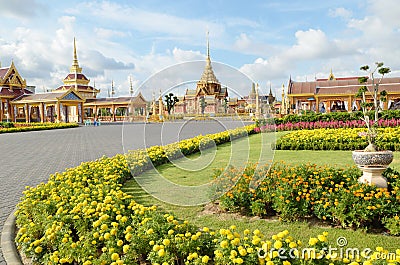 Thai royal funeral and Temple in bangkok Stock Photo