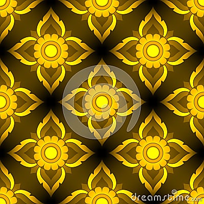 Thai seamless flower pattern vector. Minimalist style. Stock Photo