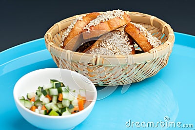 Thai Shrimp Sesame Toasts Stock Photo