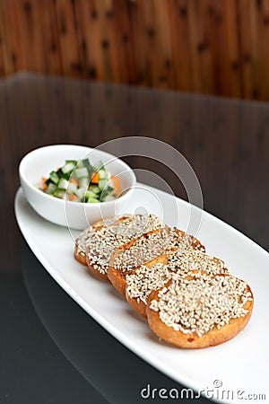 Thai Shrimp Sesame Toasts Stock Photo