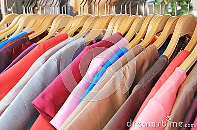 Thai silk clothes Stock Photo