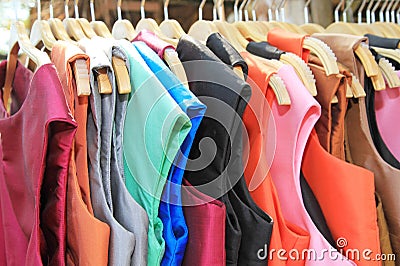 Thai silk clothes Stock Photo