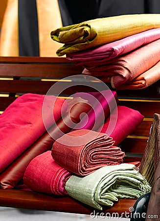 Thai silk cloths Stock Photo