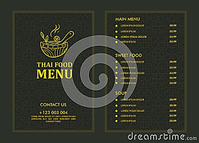 Thai soup restaurant menu vector design template Stock Photo