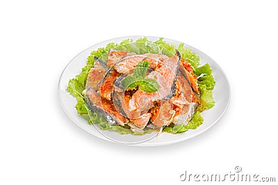 Thai spicy salmon salad Stock Photo