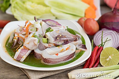 Thai Spicy Squid Salad Stock Photo