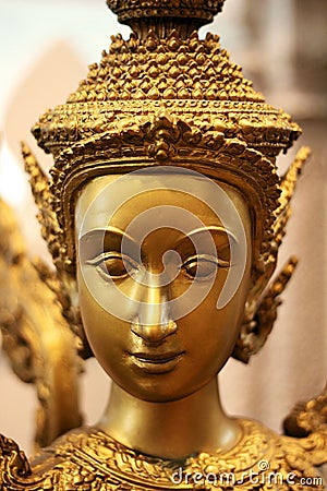 Thai statue woman face closeup Stock Photo