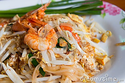 Thai Stir-fried rice noodles, Seafood Pad Thai Stock Photo