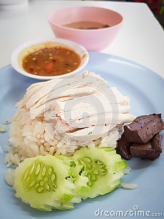 Thai Street Food : Chicken Rice Stock Photo