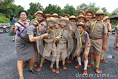 Thai student scout camp Editorial Stock Photo