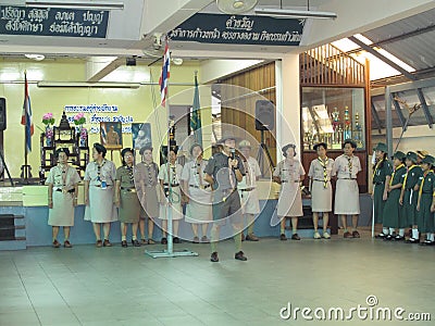 Thai student scouts camp Editorial Stock Photo