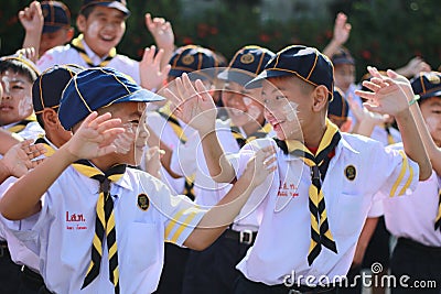 Thai student scouts camp Editorial Stock Photo