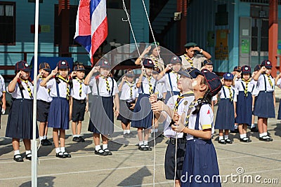 Thai student scouts camp Editorial Stock Photo