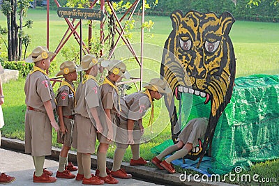 Thai student scouts camp Editorial Stock Photo