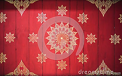 Thai style art of pattern on the a wall in temple, Thailand. Tex Stock Photo