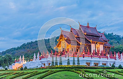 thai style building in Royal Flora temple . Stock Photo