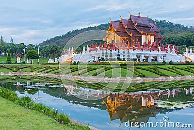 thai style building in Royal Flora temple . Stock Photo