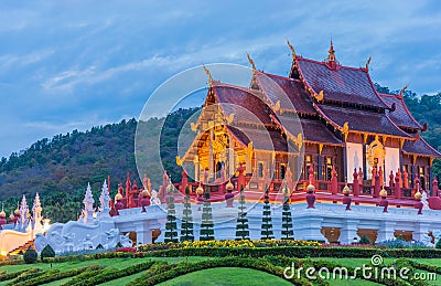 thai style building in Royal Flora temple . Stock Photo