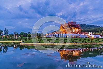thai style building in Royal Flora temple . Stock Photo