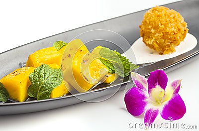 Thai style dessert, Mango with sticky rice Stock Photo