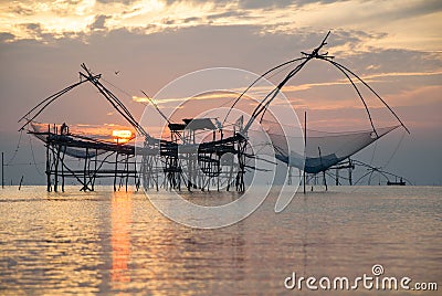 Thai style fishing trap Stock Photo