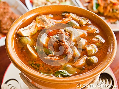 Thai style food Pork curry. Stock Photo