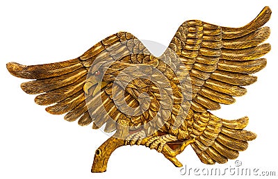 Thai style golden bird carving isolated Stock Photo