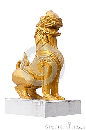 Thai style lion statue. Stock Photo