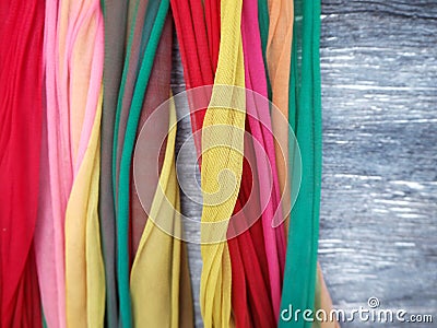 Thai Style Three Color Fabric for Thai Believe Stock Photo