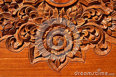 Thai style wood carving Stock Photo