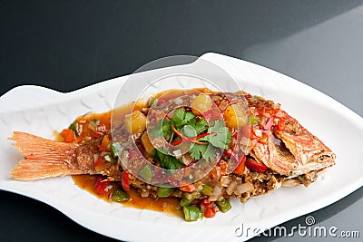 Thai Tamarind Red Snapper Stock Photo