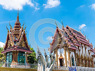 Thai Temple against Blue Sky Stock Photo