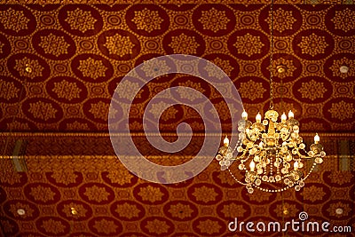 Thai temple ceiling interior Chandelier with hand drawing pattern most exquisite beauty meticulous craftsmanship stunningly Stock Photo