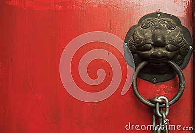 Thai temple door ornament Stock Photo