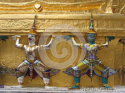 Thai temple guardians Stock Photo