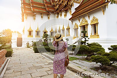 Thai temple historial inside Ancient city in Thailand. Editorial Stock Photo