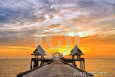 Thai Temple in the sea. Stock Photo