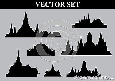 Thai temple set vector file Vector Illustration