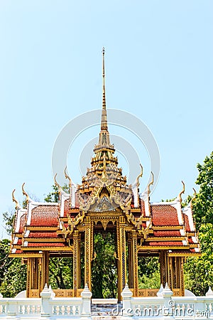 Thai temple on the swamp Stock Photo