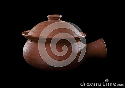 Thai tradition clay pot on black background Stock Photo