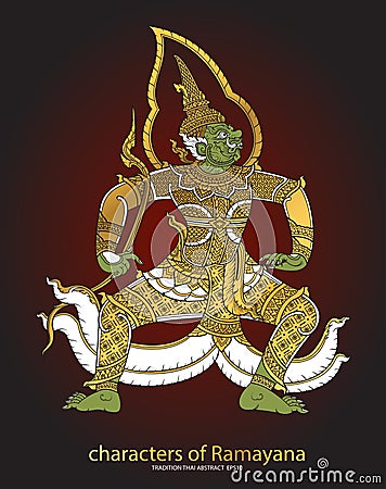 Thai tradition Giant characters of Ramayana Vector Illustration