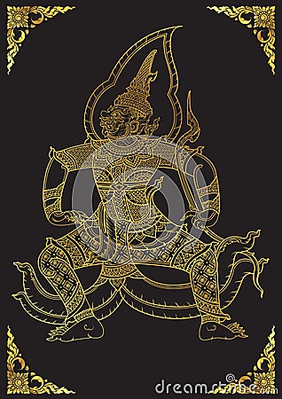 Thai tradition Giant characters of Ramayana Vector Illustration