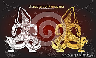 Thai tradition Giant characters of Ramayana Vector Illustration